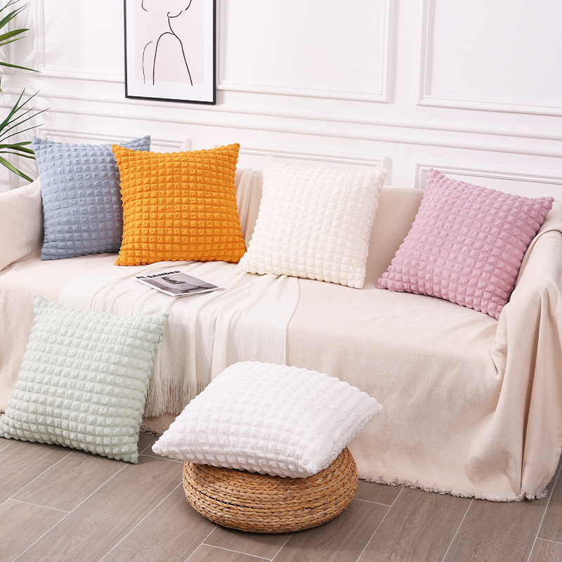 Solid Color Elastic Cream Ins Style Small Puff Pillow Cushion Bed Pillow Decorative Living Room Sofa Pillow Cases