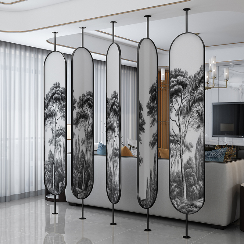 屏风隔断轻奢可旋转简约客厅遮挡玄关卧室装饰家用不锈钢屏风隔断