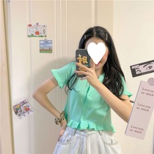 春装24新款韩版洋气短袖针织衫女外穿短款开衫上衣