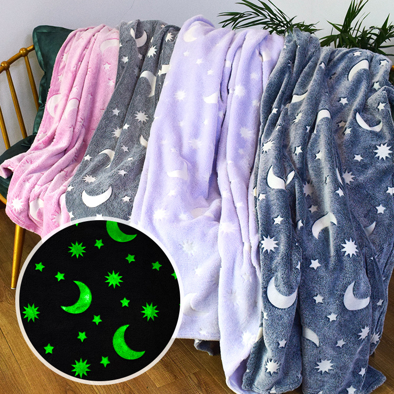 Luminous Blanket Blanket Double-Sided Flannel Luminous Blanket Fluorescent Blanket Summer Office Air Conditioner Quilt Blanket Children's Blankets