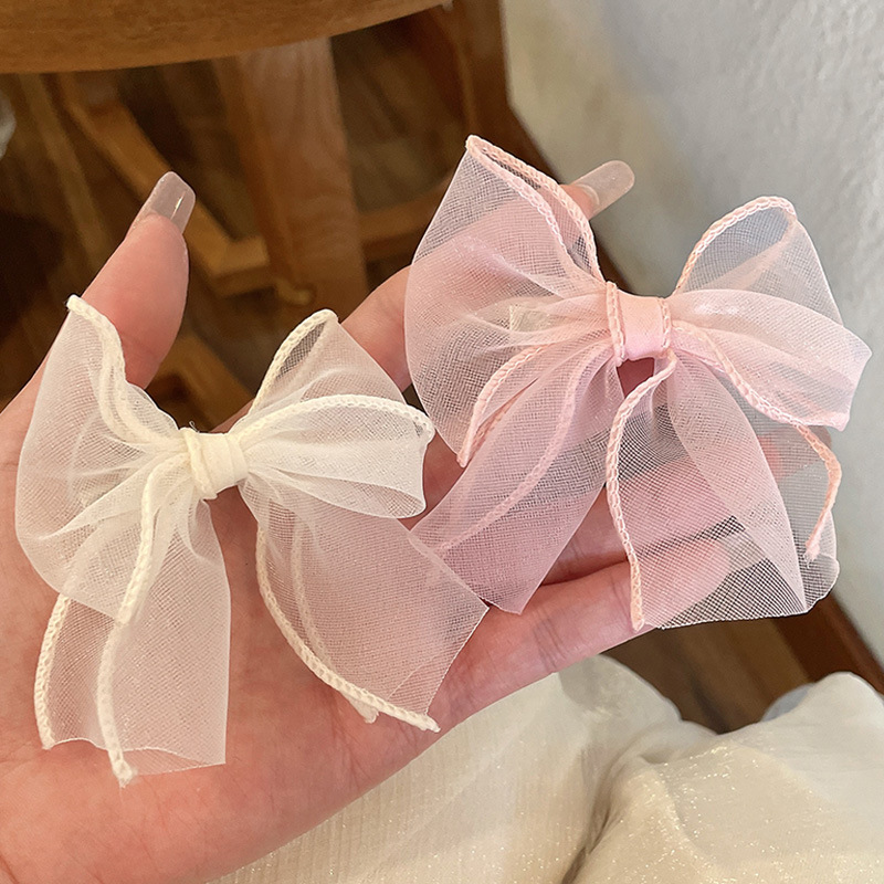 Super Fairy Mesh Bowknot Barrettes Girls Headband Sweet Ribbon Hair Clip Side Clip Duckbill Clip Children's Hair Accessories