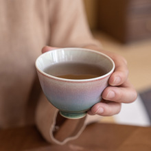 窑变钧窑单杯家用主人杯品茗杯陶瓷功夫茶具个人新中式紫釉星点杯