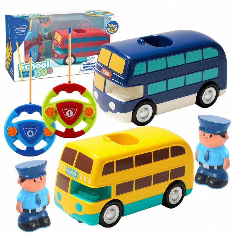 外贸新品灯光音乐二通卡通遥控巴士校车趣味人仔电动儿童玩具汽车
