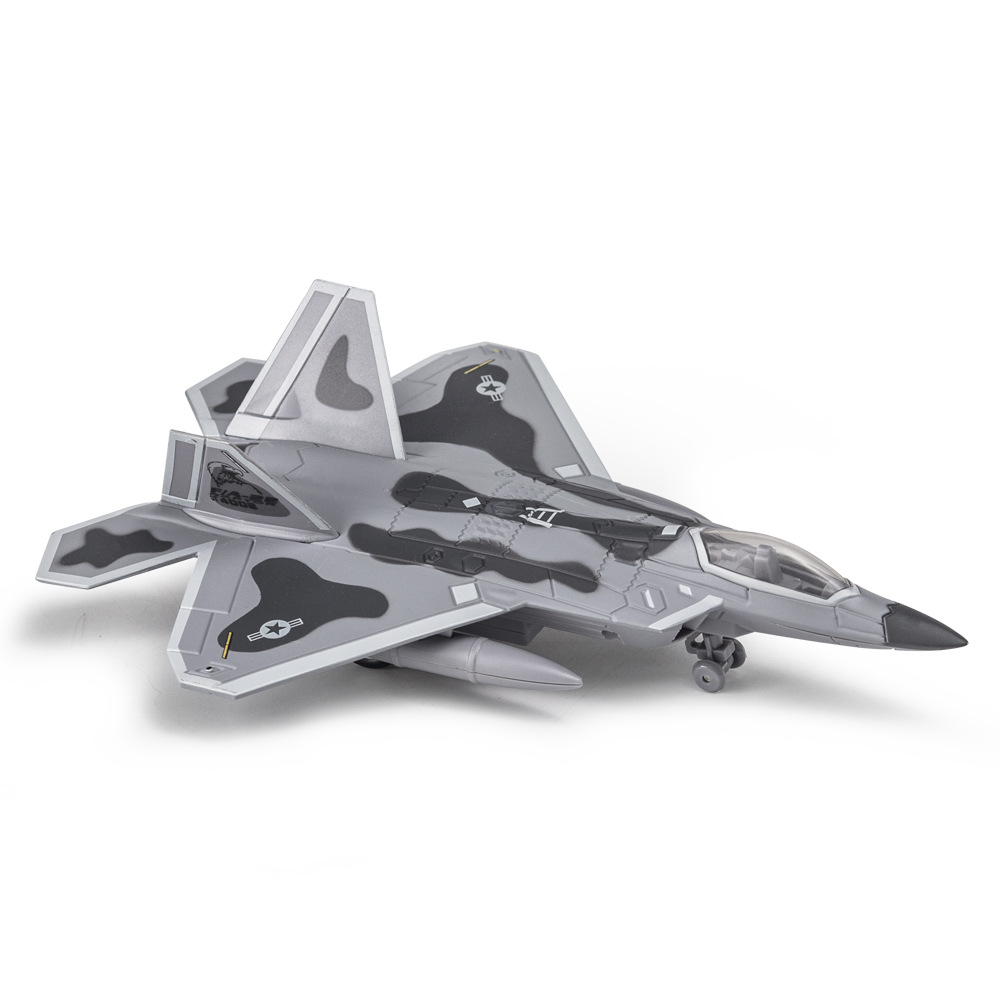 1:60歼击机f22仿真合金猛禽战斗机航空模型声光回力儿童玩具批发