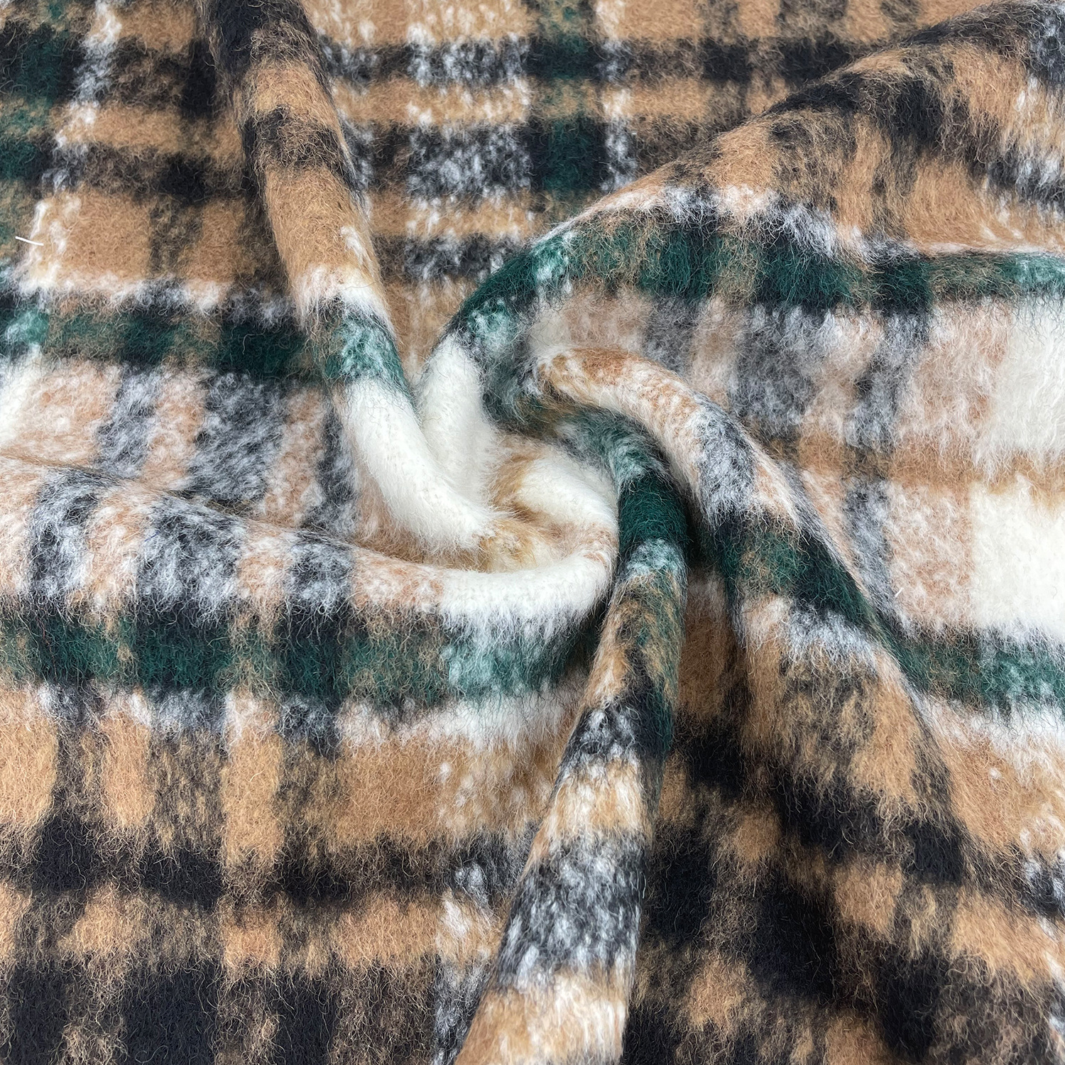 欧美加厚 棕色彩色撞色苏力长毛顺毛羊毛面料 大衣外套服装布料