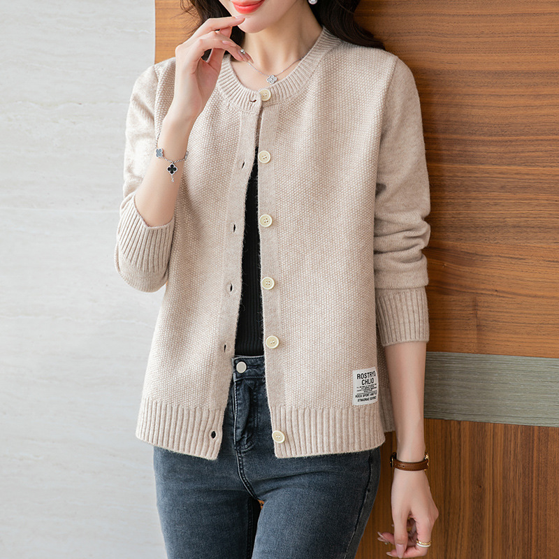 小款针织衫女士春秋季毛衣2023新款中年妈妈短款外套洋气时尚开衫