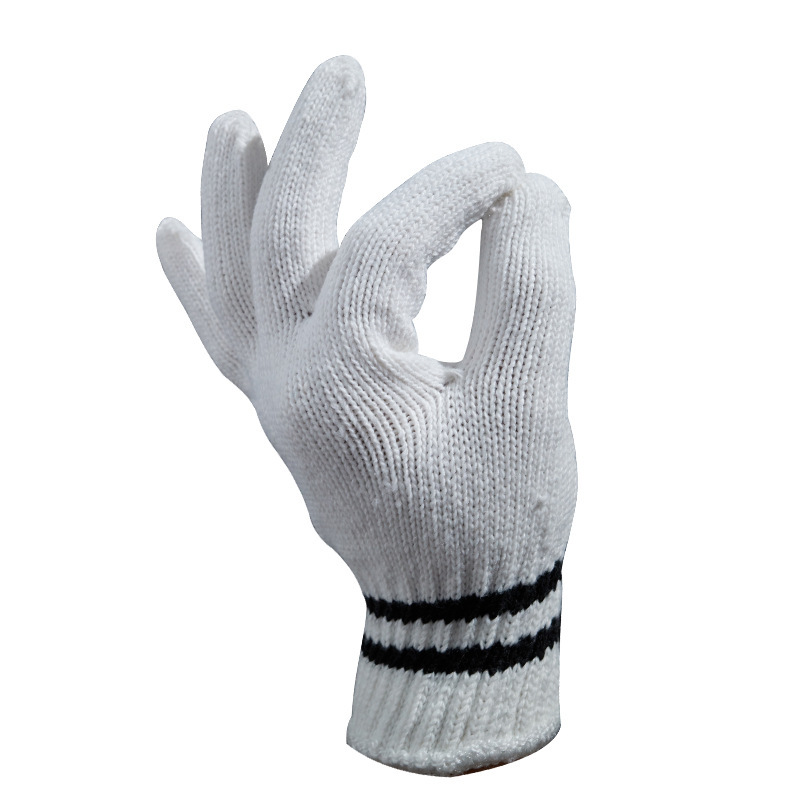 Large Gram Weight Wool Spinning plus Bar Gloves Woolen Labor Protection Gloves Workshop White Gloves Work Non-Slip White Gloves Cotton Gloves