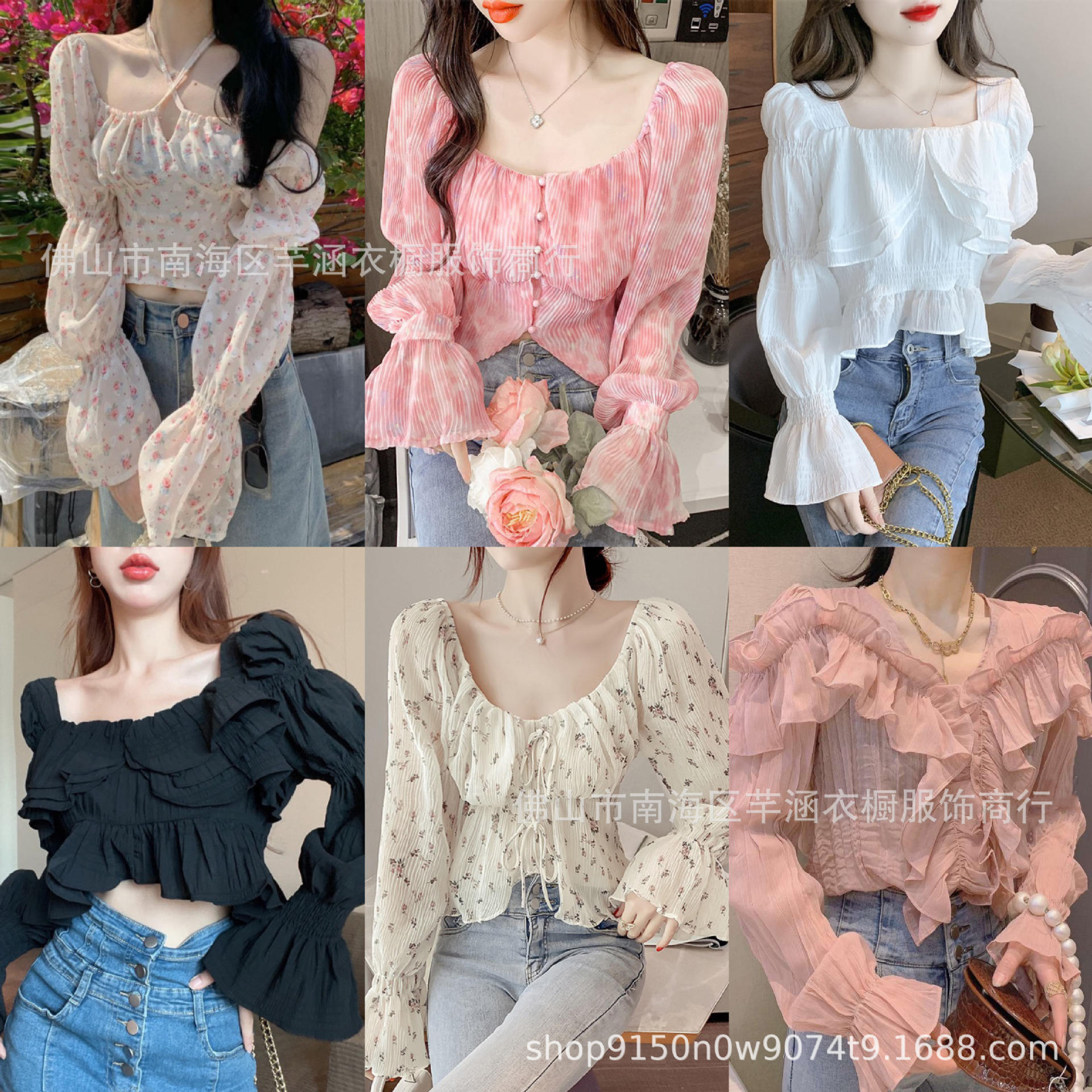 wholesale autumn women‘s korean-style long-sleeved chiffon shirt women‘s korean-style shirt handsome girl top small shirt stall supply manufacturer