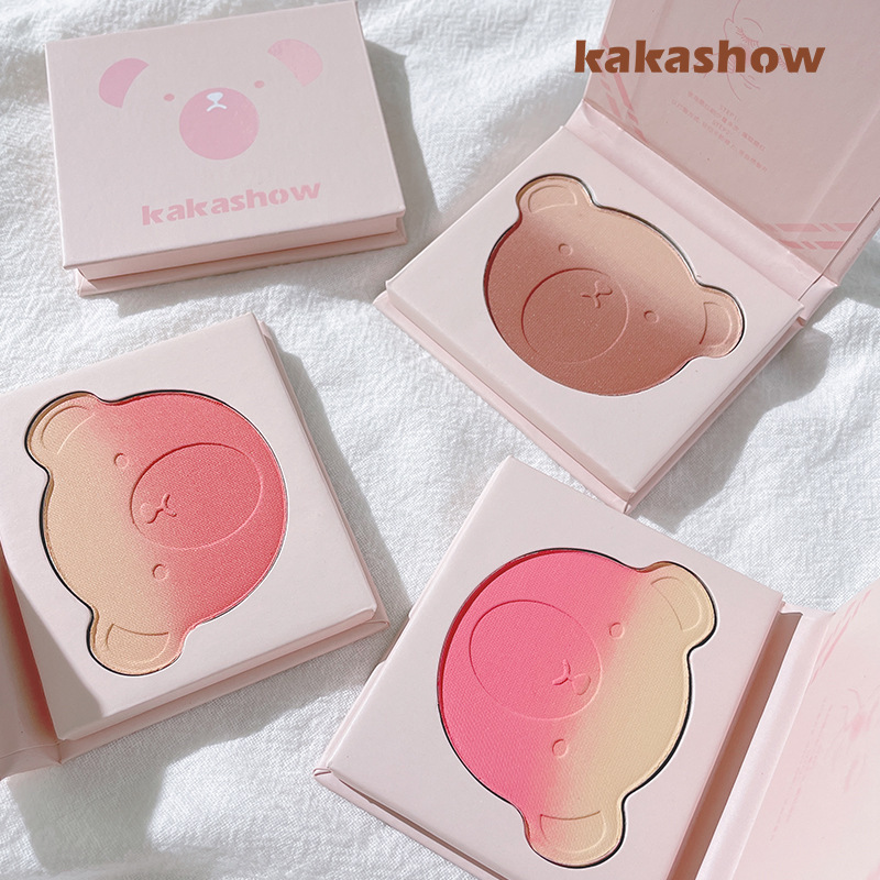 Kakashow Cute Bear Gradient Blush Repair Makeup Palette Natural Nude Makeup Daily White Matte Thin and Glittering Rouge