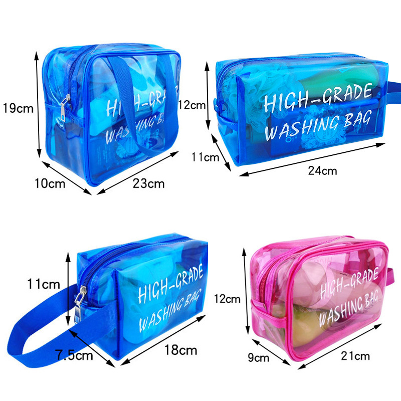 Korean Fluorescent Cosmetic Bag Large Capacity Portable Wash Supplies Storage Bag English Printing Waterproof Dustproof Wash Bag