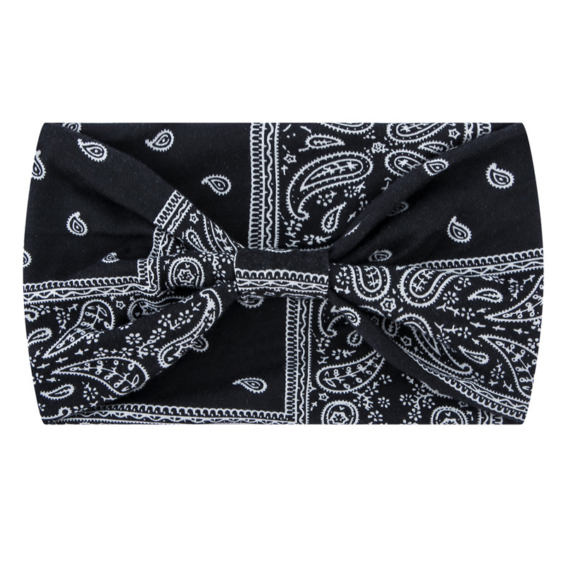 European and American Bohemian Style Paisley Elastic Headscarf Exercise Hair Band Women's Wide Brim Hair Accessories Wholesale