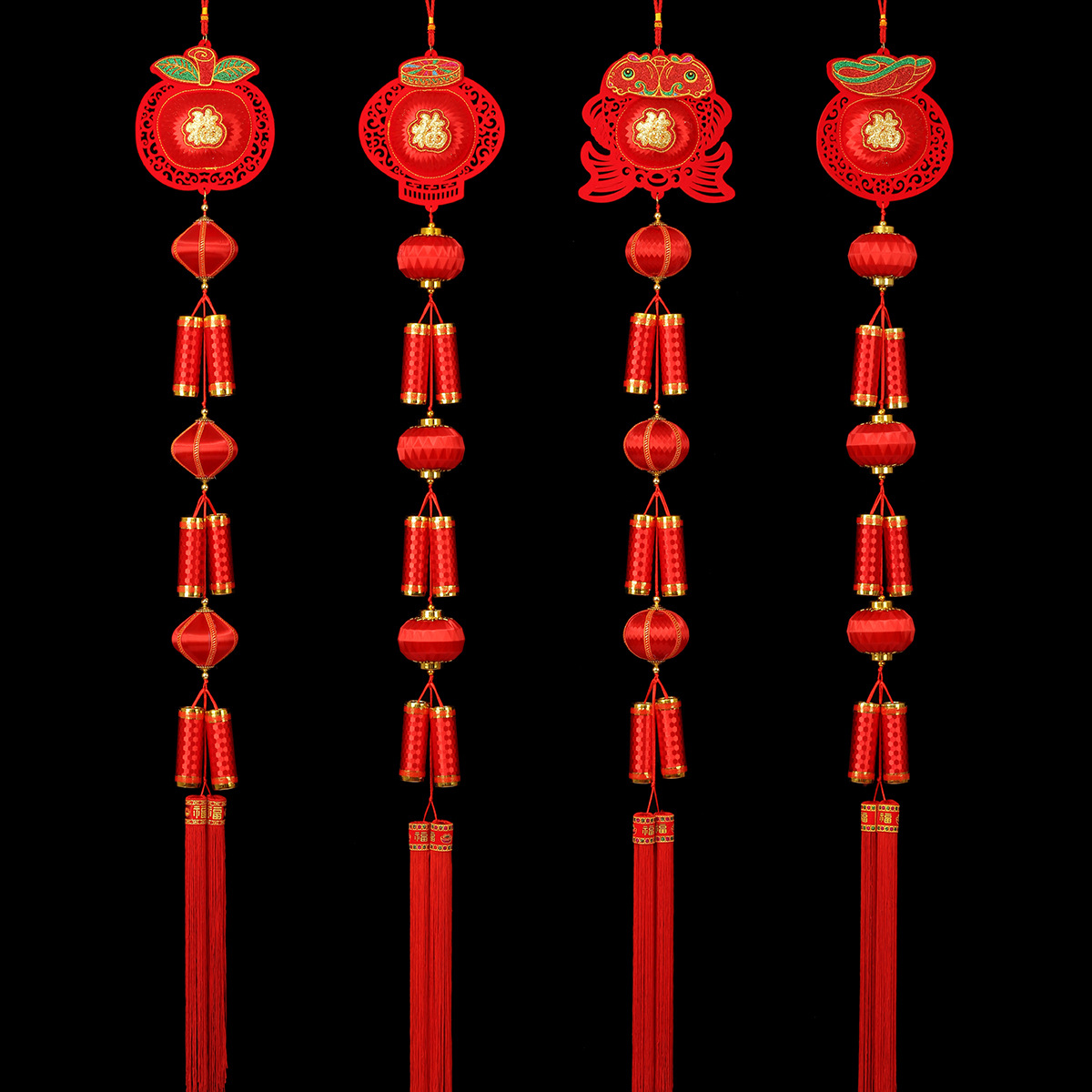 新年挂饰 春节灯笼鞭炮串过年年年有鱼客厅室内商场喜庆装饰挂件