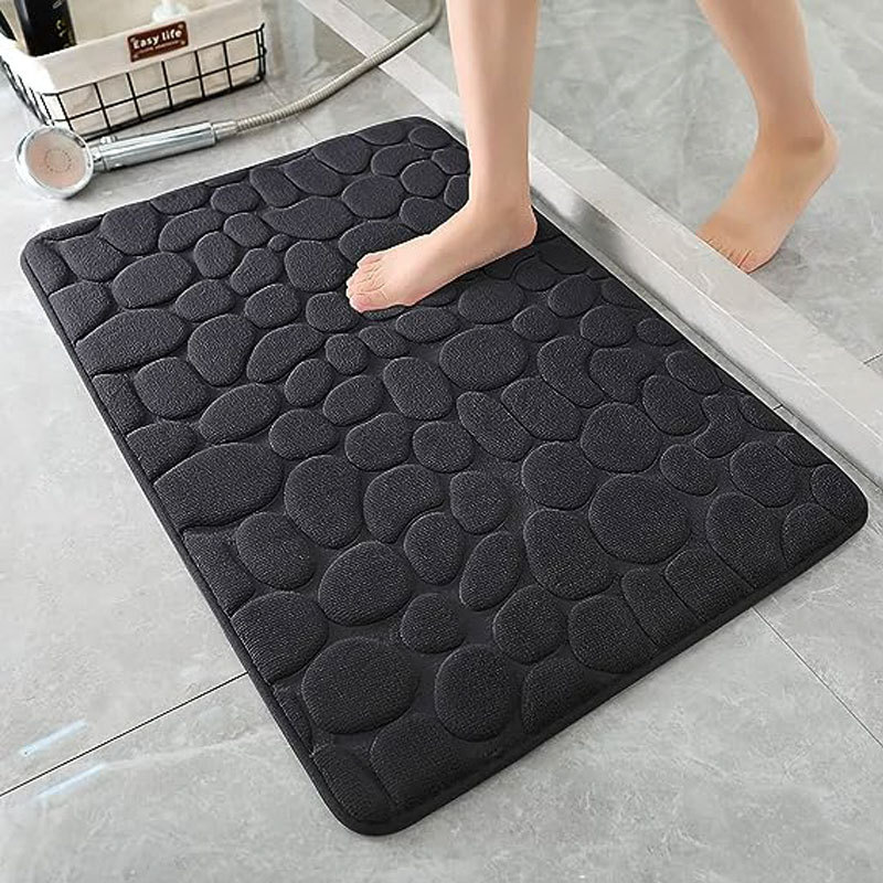 Goose Egg Stone Pattern Floor Mat Flannel Memory Foam Bathroom Bathroom Absorbent Door Mat Non-Slip Mat Carpet