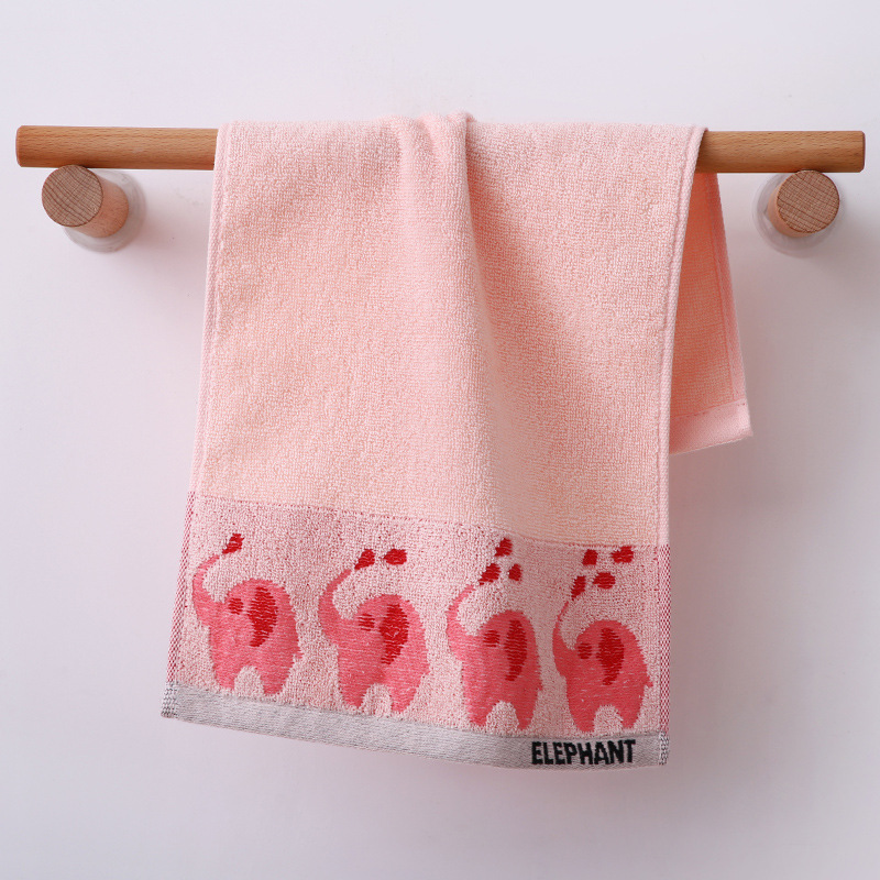 Factory Direct Sales 25*50 100% Pure Cotton 32-Strand Cartoon Children's Love Elepbaby Little Face Towel Absorbent Children Towel