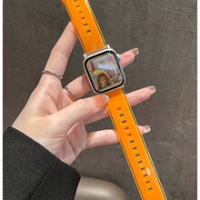 适用于苹果applewatch手表带S9夏日果冻色硅胶iwatch45678代se