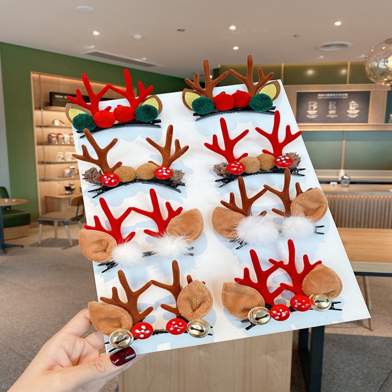 christmas festival headwear santa claus barrettes antlers adult a pair of hairclips headband accessories children‘s hairpin headband hair accessories