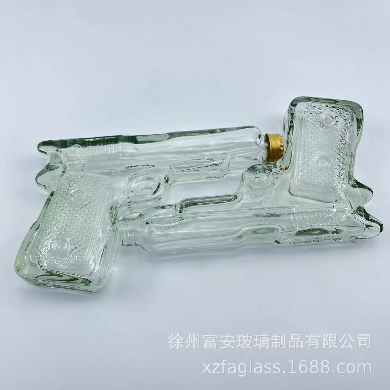 手枪造型玻璃工艺酒瓶左轮造型泡酒器威士忌酒瓶艺术玻璃摆件