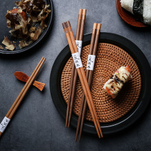 日式无漆无蜡胡桃木拼接筷子家用创意加长新款高档天然原木公筷子