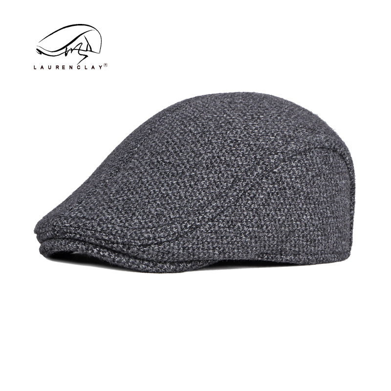 Middle-Aged and Elderly People's Hats Male Autumn and Winter Woolen Beret Male British Retro Peaked Cap Warm Ear Protection Advance Hats