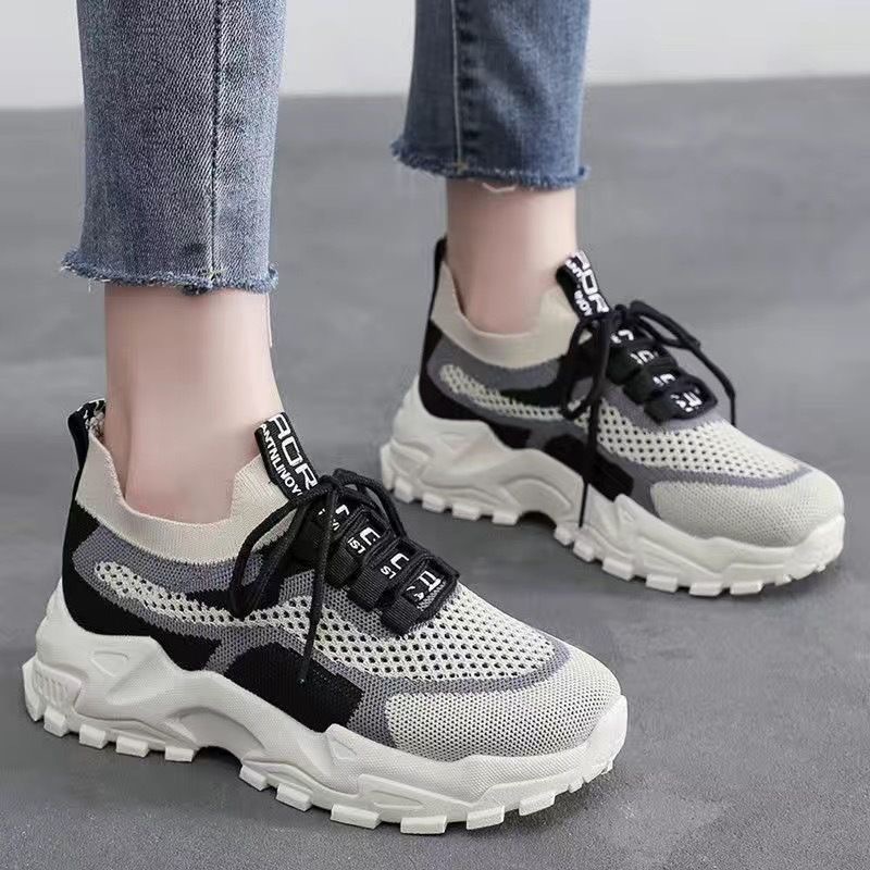 2023 Spring and Summer New Sports Women's Shoes Net Red Breathable Soft Bottom Casual Canvas Light Running Platform Dad Shoes