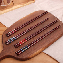 新款进口红檀木筷 中式23cm不发霉分色筷子 家用餐具套装10双