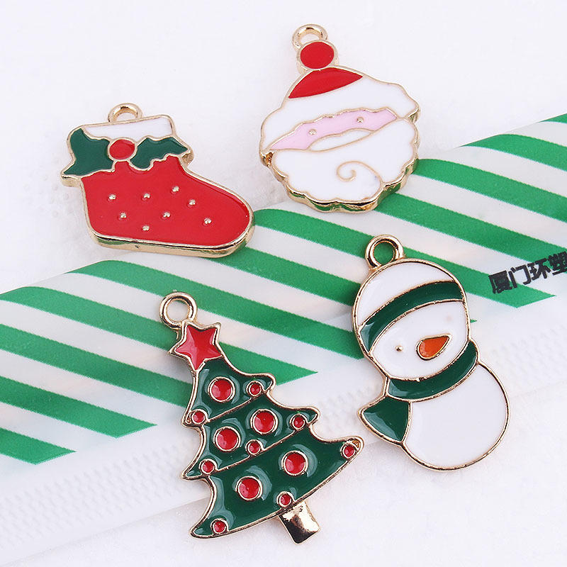 厂家批发 圣诞饰品配件diy手工合金吊坠发饰耳饰皮筋挂件批发