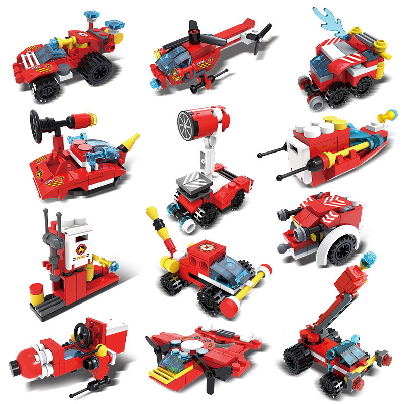 Compatible with Lego City Fire Truck 25-Change Puzzle Assembled Building Blocks Boys Toys Large Gift Box Wholesale