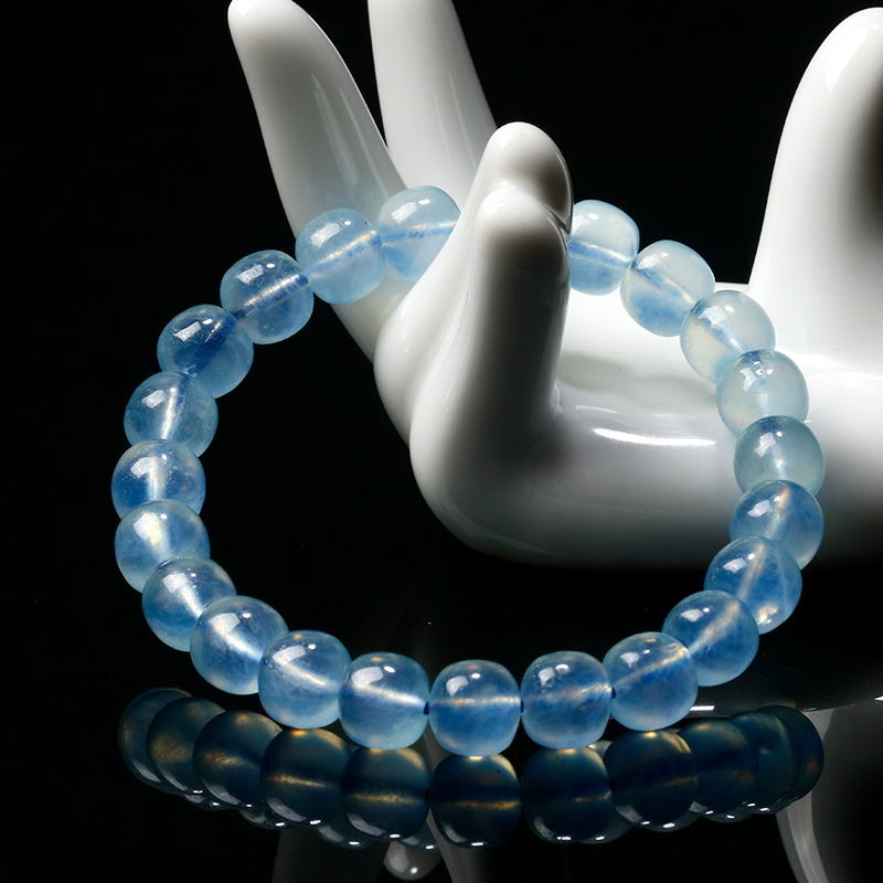 海蓝宝老型珠手链 民族风饰品彩色宝石水晶手链ins跨境aquamarine