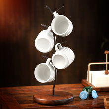 杯架树形水杯置物架家用客厅餐桌咖啡茶杯子收纳架木质沥水挂杯架