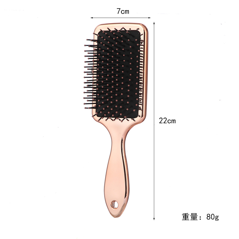 European and American High-Grade Electroplating Small Square Plate Hairdressing Comb Mirror Reflective Straight Comb Straight Hair Straight Hair Air Cushion Comb Spot