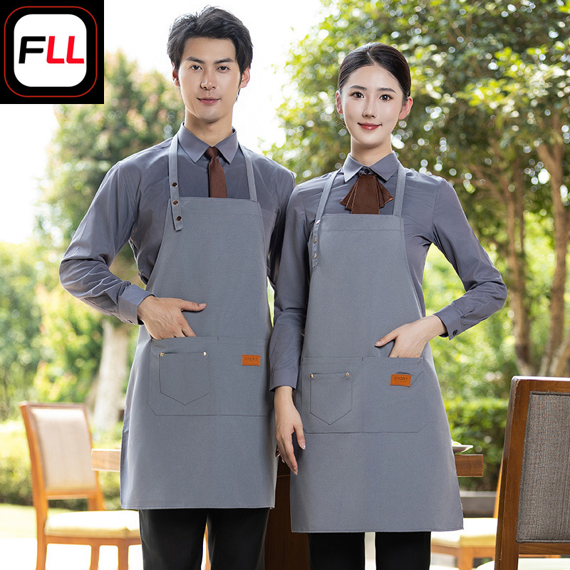 餐饮服务员工作服小三扣围裙帆布防水酒店咖啡厅员工服-阿里巴巴
