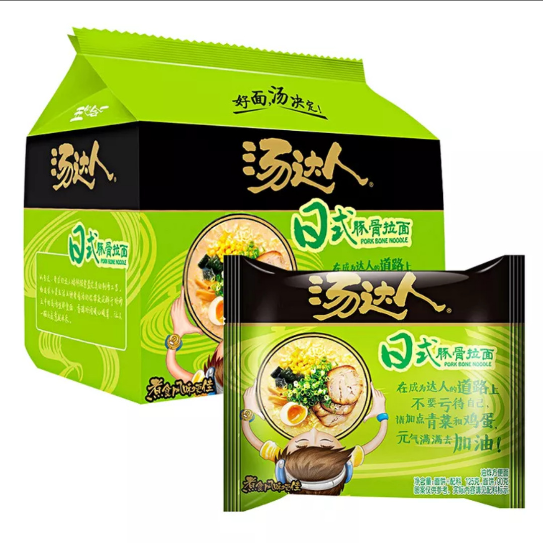 统一汤达人方便面袋装整箱5连包泡面日式豚骨海鲜拉面夜宵速食品