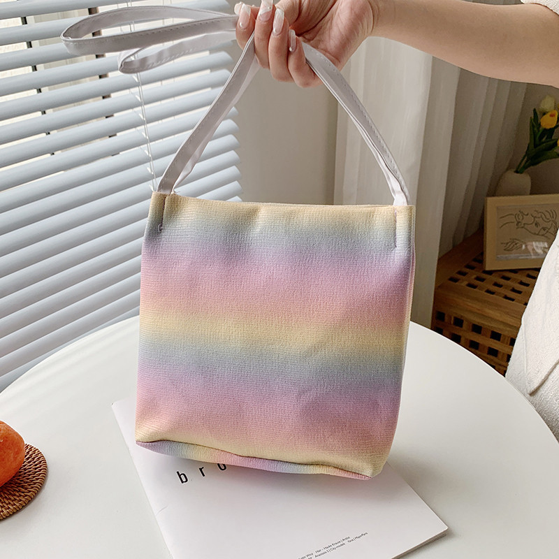 Portable Canvas Bag Simple Casual Beach Bag Single Shoulder Canvas Bag Female New Student Large Capacity Shopping Bag Bag