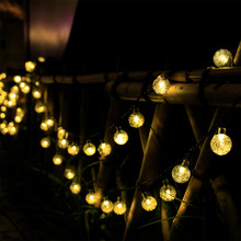跨境太阳能灯串LED气泡球灯串圆球彩灯圣诞节日户外庭院装饰串灯