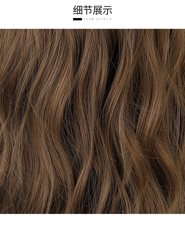 欧美女士假发 淡色波浪假发带刘海 自然深棕色假发 整顶化纤头套