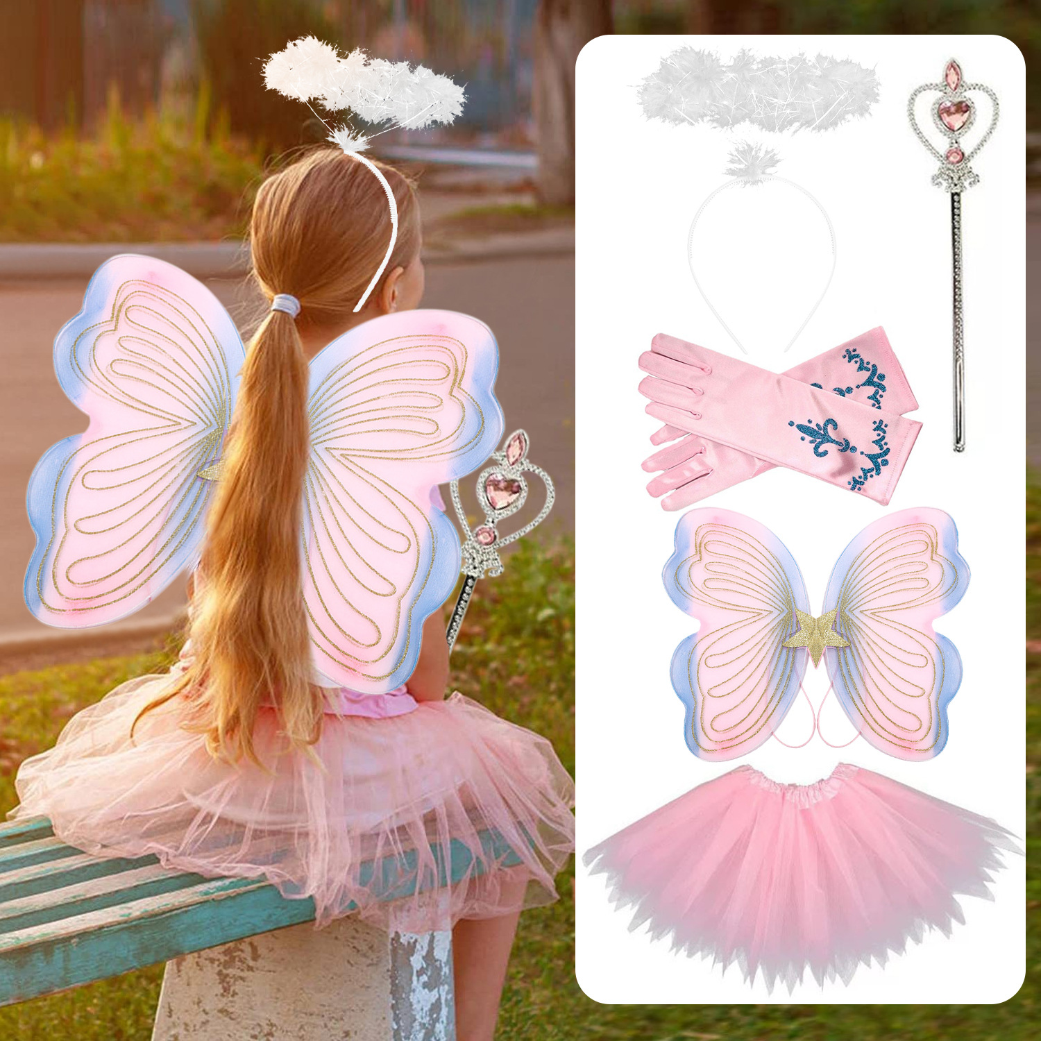 New Halloween Children's Kindergarten Masquerade Dress up Props Cosplay Angel Butterfly Wings Suit