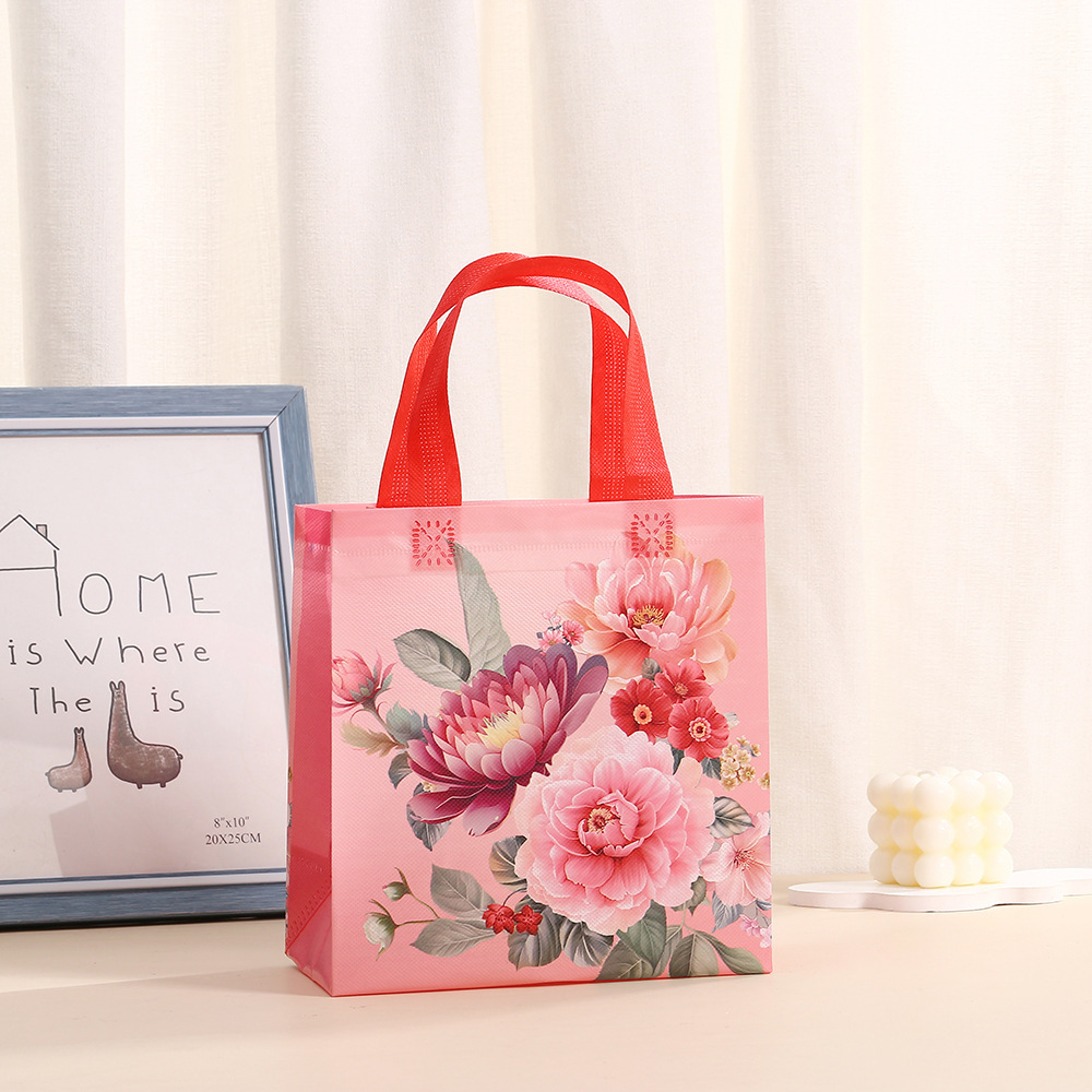 Handbag Wholesale Mother's Day Non-Woven Shopping Bag Flower Birthday Gift Packaging Bag Printing Waterproof Gift Bag