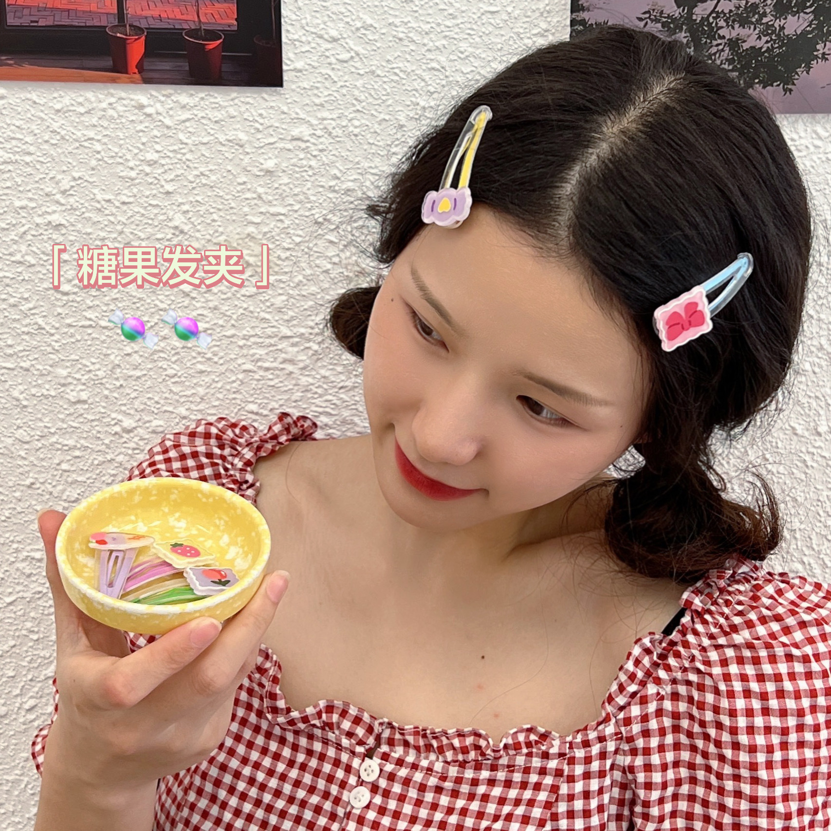 网红糖果色蝴蝶结发夹可爱气质少女刘海夹侧边夹子甜美发卡发饰女