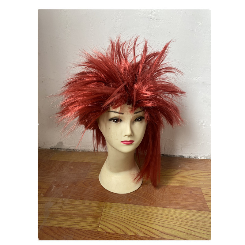 酒红色假发欧美非主流倒毛竖发头套搞怪杀马特男女直发网红头发