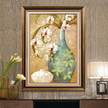 餐厅壁画美式道客厅过玄关装饰画竖版走廊欧式花卉墙壁挂画油画