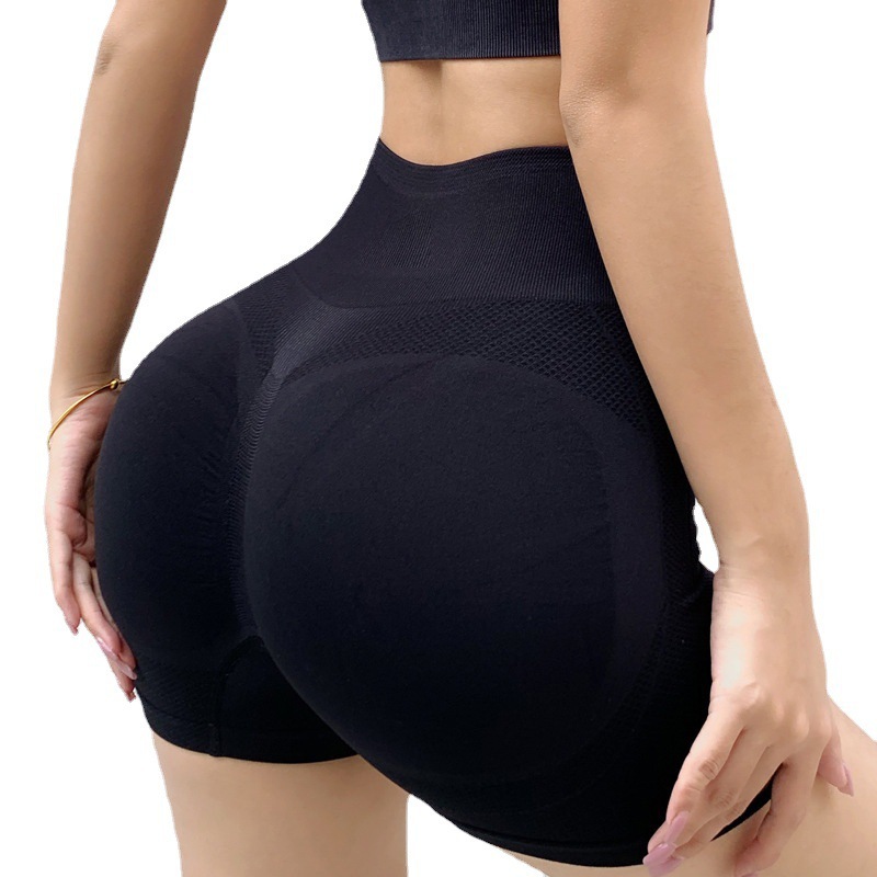 Fitness Shorts Sports High Waist Belly Contracting Breathable Stretch Peach Hip Raise Tights Anti-Exposure Quick-Drying Yoga Pants Women