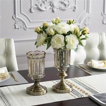 欧式古典轻奢玻璃花瓶摆件客厅插花感餐桌复古家居装饰品