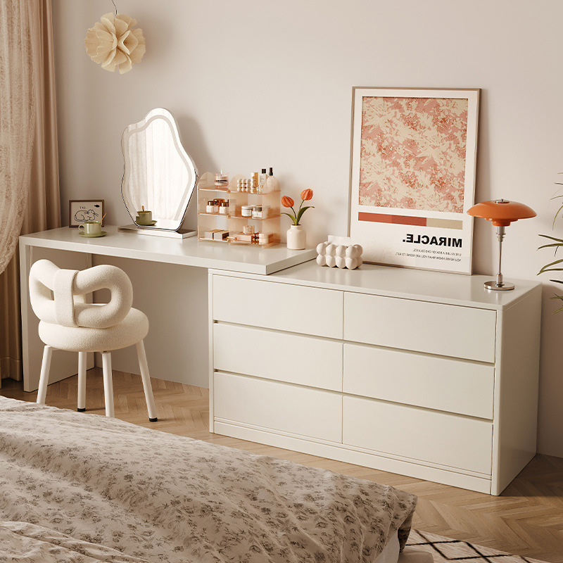 Solid Wood Dresser Chest of Drawers Integrated Bedroom Simple Modern Dresser Bed Front Cabinet 2023 New Desk Makeup Table