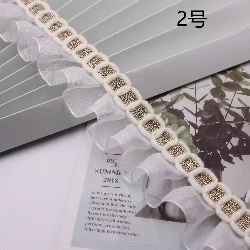 3cm Wide Classic Style Yarn Strip Beige Pleated Lace Accessories Cuff Collar Doll Clothes Lolita Style Decoration