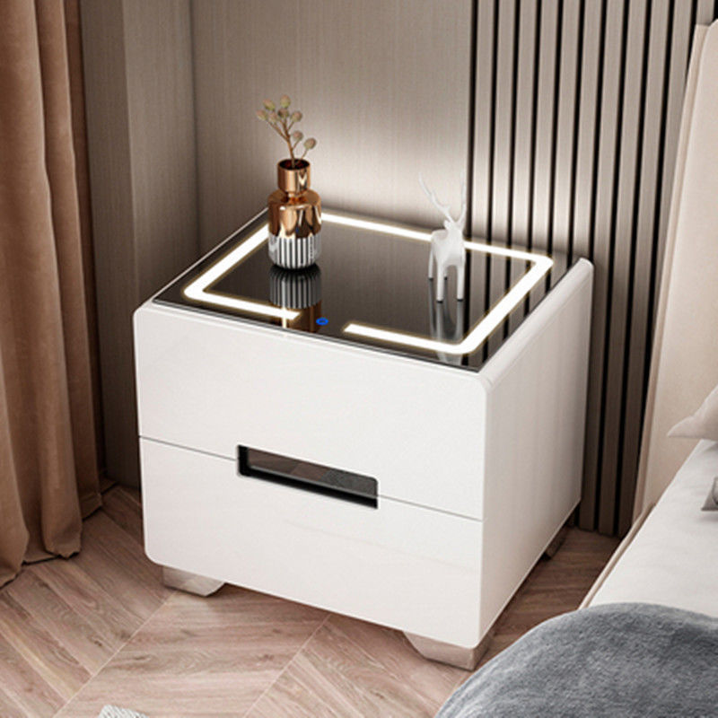 Bedside Table Simple Modern Multifunctional Wireless Charging Fingerprint Lock with Light Bluetooth Speaker Smart Bedroom Bedside Cabinet
