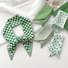 绿色系长条小丝巾女夏季细窄绑发绑包包装饰小清新伴手礼飘带发带