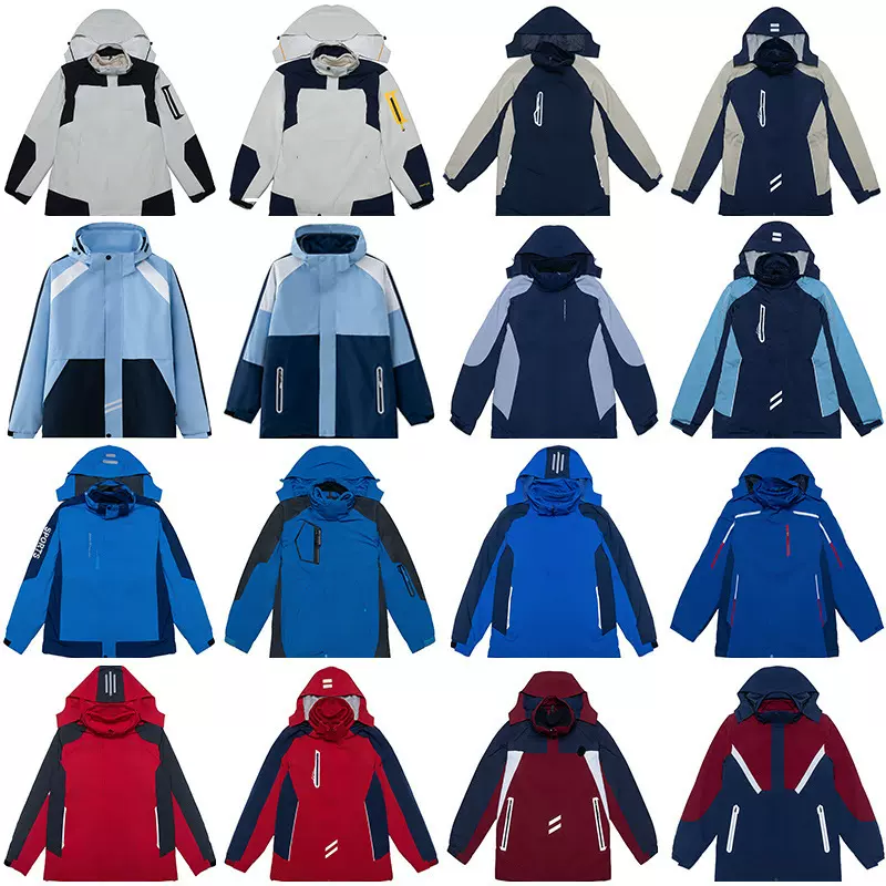 中学生校服冲锋衣三件套秋冬季初中生高中运动班服套装酒红外套