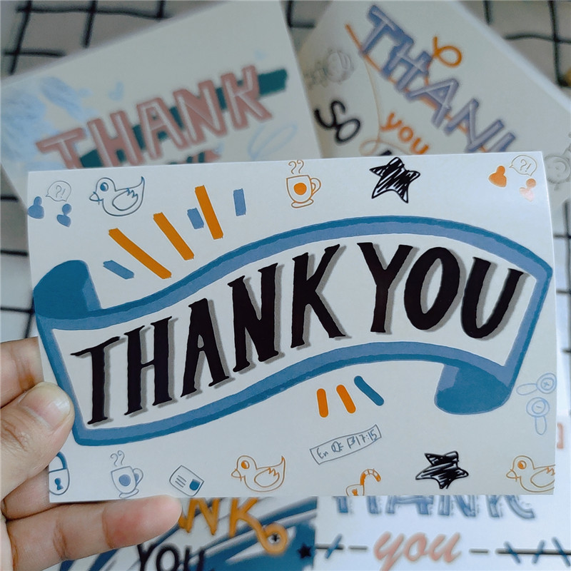 跨境新款美国亚马逊外卖thankyou感恩感谢贺卡套装 6张信封封口贴