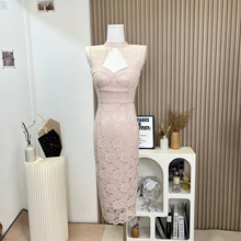 高品质的蕾丝旗袍连衣裙 自带胸垫气质性感收腰显瘦女夏季