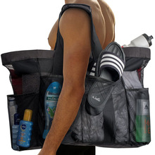 户外沙滩包透明网布袋大容量包游泳收纳袋旅行手提洗漱袋便携装备